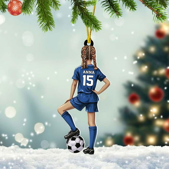 Personalized Soccer Ornament 2025, Soccer Christmas Ornament, Ornament Great Gift Idea for Soccer Players and Soccer Lovers Custom Name Number Team Name for Xmas (Style 1) - 2995 (Blue)