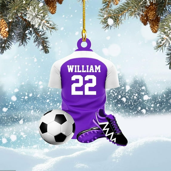 Personalized Soccer Player Ornament Soccer Christmas Xmas Ornament Soccer Christmas Xmas Ornament Gift for Soccer Players Soccer Lovers Soccer Players for Men Women (Soccer26) - 3343 (Purple)