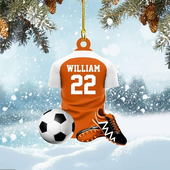 Personalized Soccer Player Ornament Soccer Christmas Xmas Ornament Soccer Christmas Xmas Ornament Gift for Soccer Players Soccer Lovers Soccer Players for Men Women (Soccer26) - 3343 (Orange)