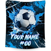 Personalized Soccer Throw Blanket - Soft Fuzzy Sports Throw Blankets for Boys Girls - Custom Soccer Theme Gifts for Soccer Player - 50x60 Inches Large Flannel Blanket for Sofa Couch