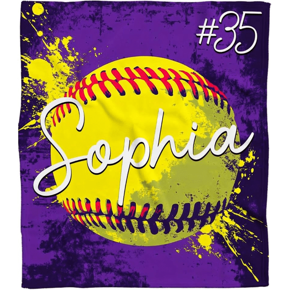 Personalized Softball Blanket for Girls, Gifts for Women Teen Girls Daughter, Warm Throws, Sport Blankets All Season Christmas #1 (Small)