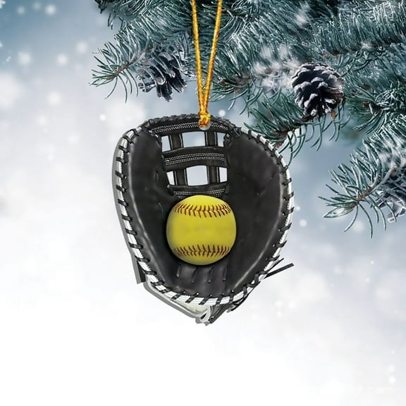 Personalized Softball Christmas Ornament, Custom Softball Glove Pendant, Acrylic Christmas Tree Decoration, Gift for Softball Player, Teammate, Sports Lover