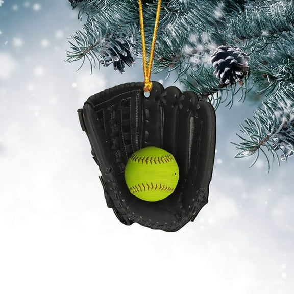 Personalized Softball Christmas Ornament, Custom Softball Glove Pendant, Acrylic Christmas Tree Decoration, Gift for Softball Player, Teammate, Sports Lover