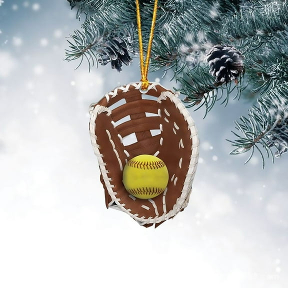 Personalized Softball Christmas Ornament, Personalized Softball Glove Pendant for Christmas Tree, Acrylic Softball Glove Decoration, Softball Glove Flat Decor, Gift for Softball Player