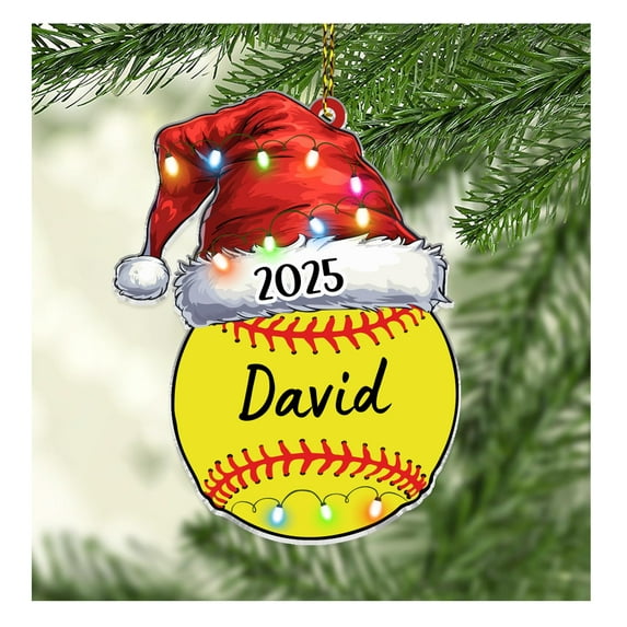 Personalized Softball Christmas Ornament - Softball Gifts for Girls Teenager Women - Sports Gifts for Coach Players - Sports Ornaments for Christmas Tree - Custom Name Acrylic Ornament Decor