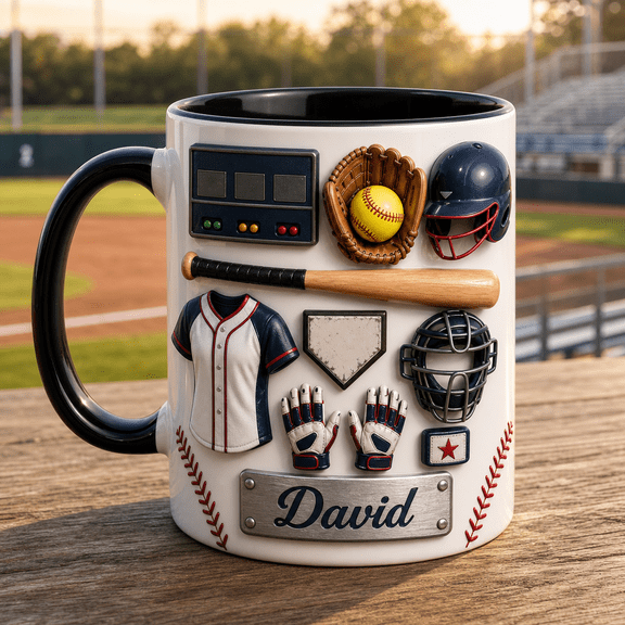 Personalized Softball Mug Custom Name Gift for Softball Player Dad
