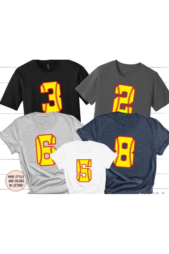 Personalized Softball Shirt Softball Numbers Tshirt Softball Custom Birthday Tee Softball