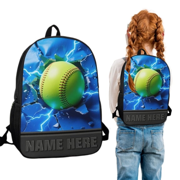 Personalized Softball Themed Backpack, Customizable Name, Sports Enthusiast Design, Durable Cloth, Large Capacity for Travel & School, 40x32x6cm