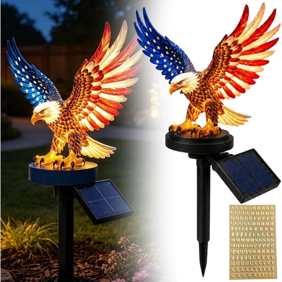 Personalized Solar Eagle Garden Light, America 250th Anniversary Solar Powered Garden Light, Eagle Gardens Stakes Outdoor Decor, Patriotic Memorial Day Decor (B)