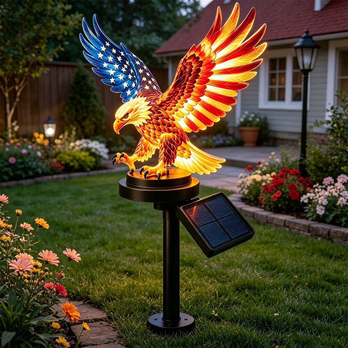 Personalized Solar Eagle Garden Light, America 250th Anniversary