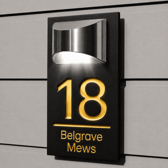 Personalized Solar House Number Plaques with Light Custom Front Door Address Signs for Home Durable and Weatherproof