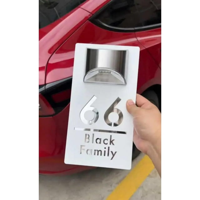 Personalized Solar Modern Door Plaque House Numbers for Outside Light