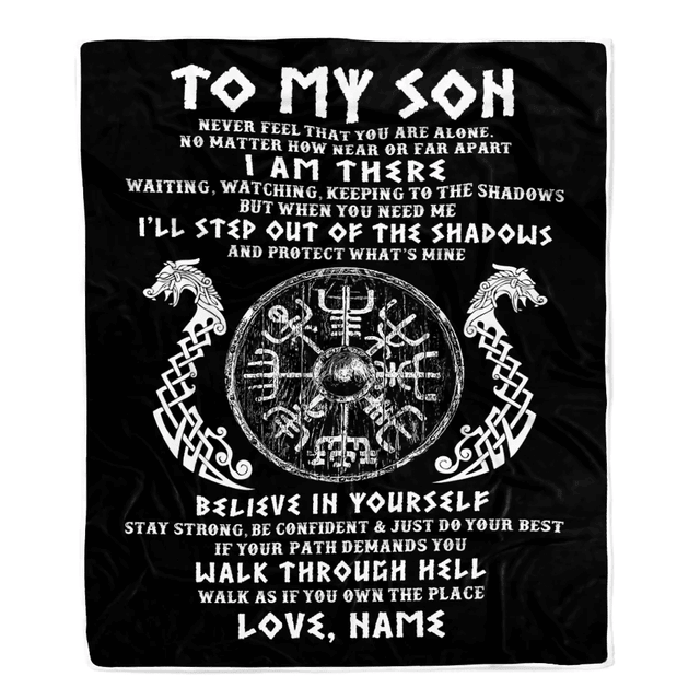 Personalized To My Son Blanket Viking Never Feel You Are Alone Odin ...