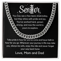 Personalized To My Son Necklace From Mom and Dad, Graduation Gift For Son with Message Card and Git Box, College Graduation Gift For Him, High School Graduation Gift 2025 Cuban Chain