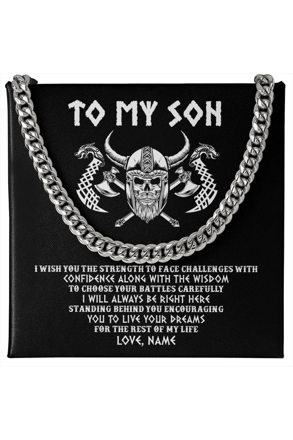 Personalized To My Son Viking Necklace I Wish You The Strength Scandinavian Norse Runes Viking For Men Birthday Christmas Customized Gift Box Message Card