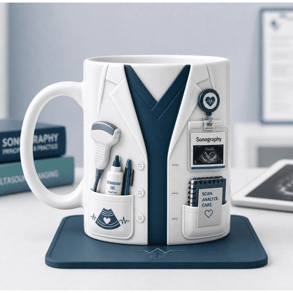 Personalized Sonography Ceramic Coffee Mug, Custom Ultrasound Technician Gift