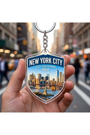 Personalized Souvenir Acrylic Keychain with Custom Name and Scenic Skyline Design, Travel Souvenir Key Ring, Backpack Charm and Keepsake for Trips, Vacations, Friends, Family or Everyday Use
