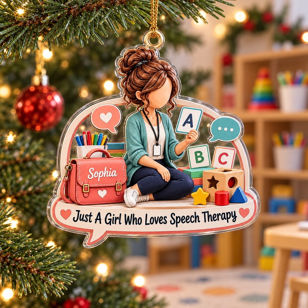 Personalized Speech Therapy Alphabet Cards Acrylic Ornament Christmas ...