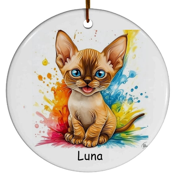 Personalized Sphynx Cat Christmas Ornament, Customized Ornament with Cat Name, Christmas Ornament, Gift for Mother's day, Father's day, Christmas, Birthday, Gift for Cat Lover