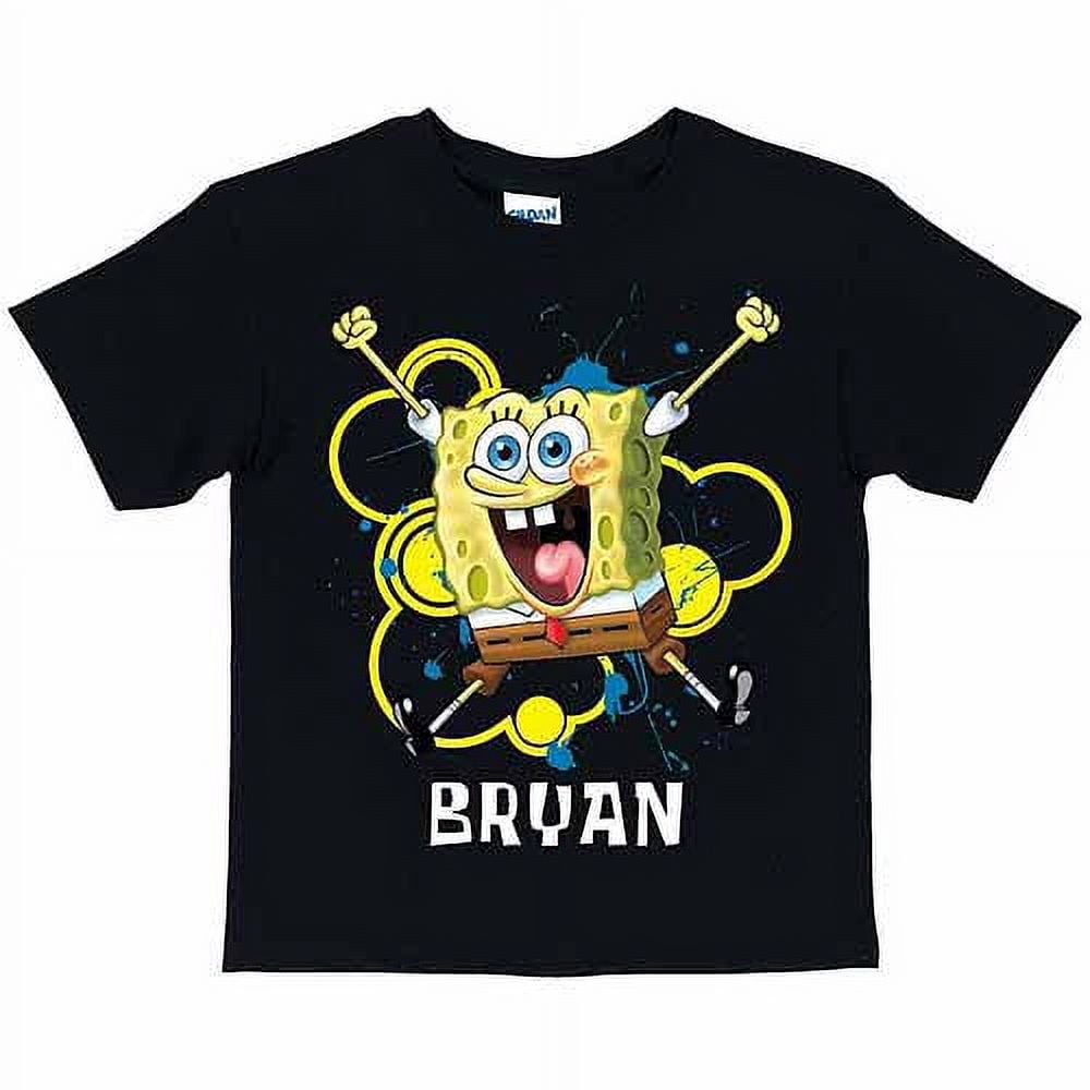 Personalized SpongeBob SquarePants Excited Boys' Black T-Shirt ...