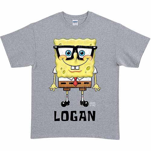 Personalized SpongeBob SquarePants Glasses Adult T-Shirt, Gray ...