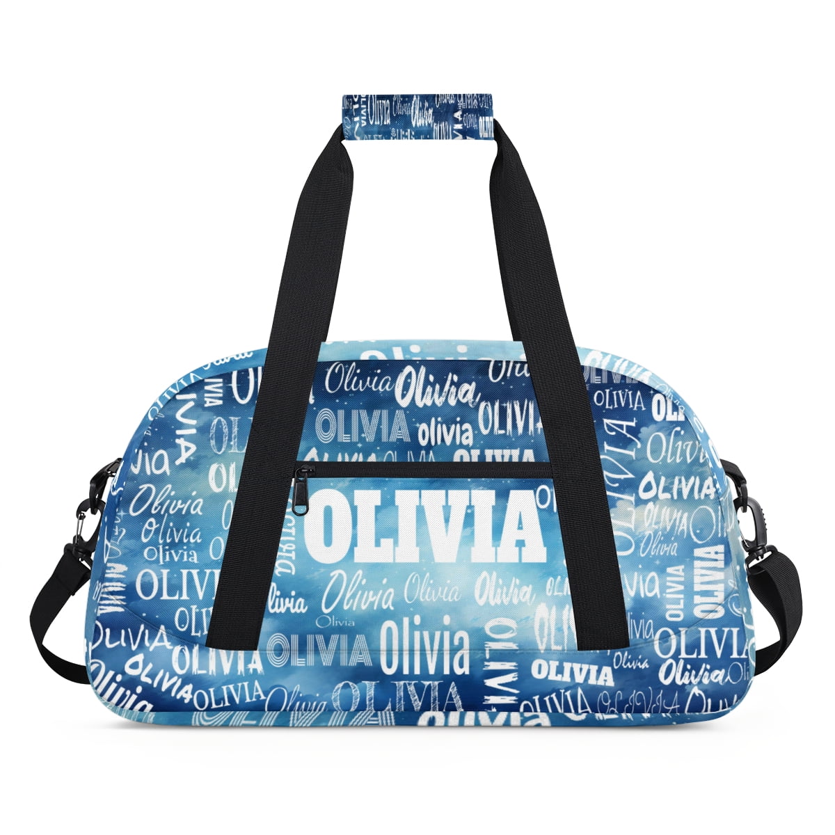 Personalized Sport Dance Gym Bag Duffle Bag Customized Travel Duffel Name Watercolor Blue