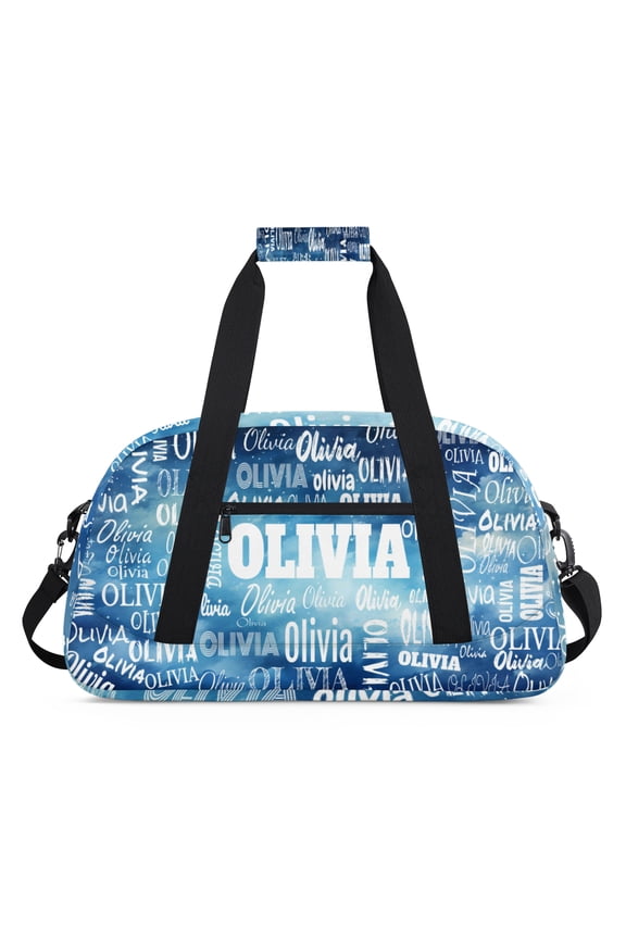 Personalized Sport Dance Gym Bag Duffle Bag Customized Travel Duffel Name Watercolor Blue