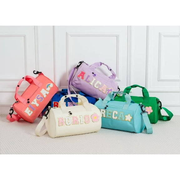 Personalized Sport Duffle Bag with chenille Letter,CustomWater Proof Dance Bag for Kids,Overnight Bag,Sewn Weekender Ballet Bag,Birthday Gift for Kids