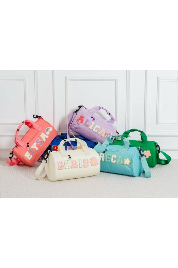 Personalized Sport Duffle Bag with chenille Letter,CustomWater Proof Dance Bag for Kids,Overnight Bag,Sewn Weekender Ballet Bag,Birthday Gift for Kids