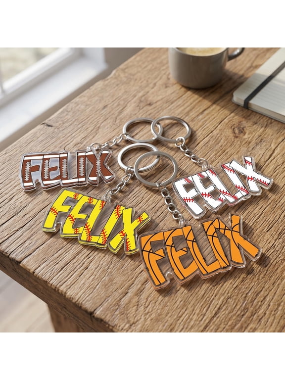 Personalized Sports Acrylic Keychain with Custom Name and Ball Design, Team Bag Charm, Player Keychain, Sports Bag Charm and Appreciation Gift for Athletes, Coaches, Families, Teammates or Supporters