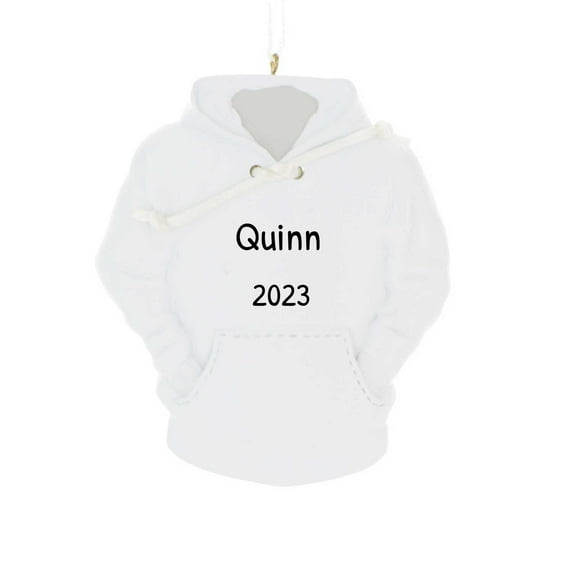 Personalized Sports Ornaments 2024 - White Sweatshirt Hoodie Sports Ornaments for Christmas Tree
