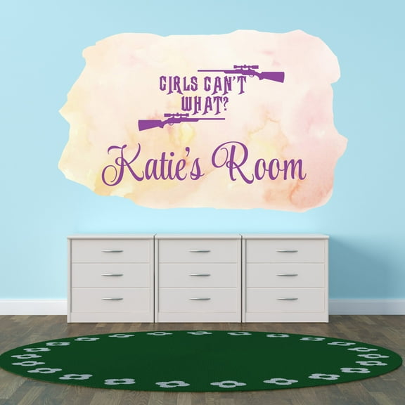 Personalized Sports Wall Decals for Boys Room - Girls Can't What Hunting Quote Boys Bedroom With Easy Installation Instructions Custom Name Sticker - Size: 10 In x 6 In