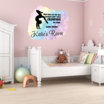 Personalized Sports Wall Decals for Gym - Gym Balance Beam Girls Sports Wall Sticker Decal With Easy Installation Instructions Custom Name Sticker - Size: 10 In x 9 In
