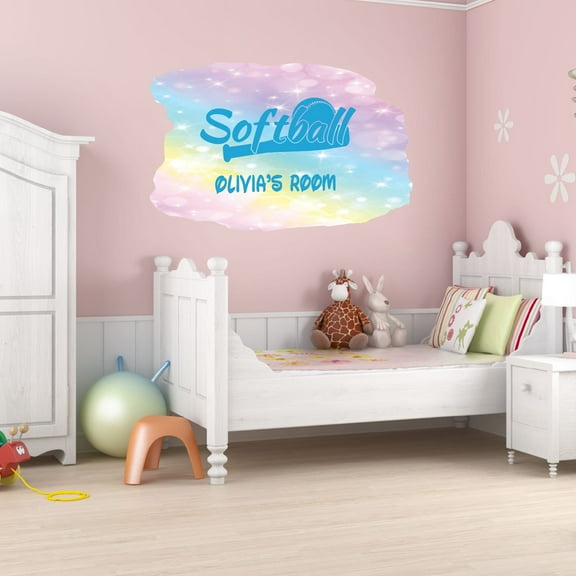 Personalized Sports Wall Decals for Kids Room - Dirt and Bling a Softball Thing Boys Bedroom With Easy Installation Instructions Custom Name Sticker - Size: 30 In x 21 In
