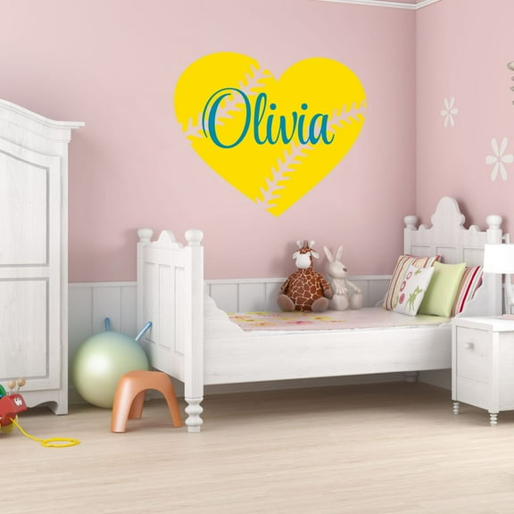 Personalized Sports Wall Decals for Kids Room - Life Is better With Softball Boys Bedroom With Easy Installation Instructions Custom Name Sticker - Size: 10 In x 9 In