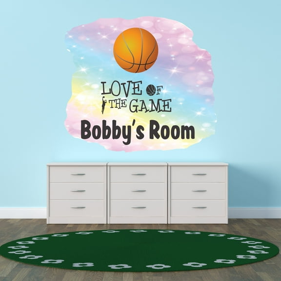 Personalized Sports Wall Decals for Kids Room - Love Of The Game Boys Bedroom With Easy Installation Instructions Custom Name Sticker - Size: 10 In x 9 In