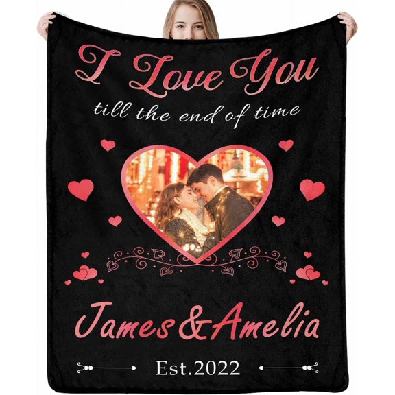 Personalized Spotify Code Music Blanket,Customized Blankets with Photos for Couples Lover, Custom Flannel Blankets Using Photos of Family, Friends, Dog, Cat Or Pet, Birthday Valentines Gifts