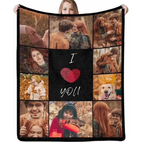 Personalized Spotify Code Music Blanket,Customized Blankets with Photos for Couples Lover, Custom Flannel Blankets Using Photos of Family, Friends, Dog, Cat Or Pet, Birthday Valentines Gifts