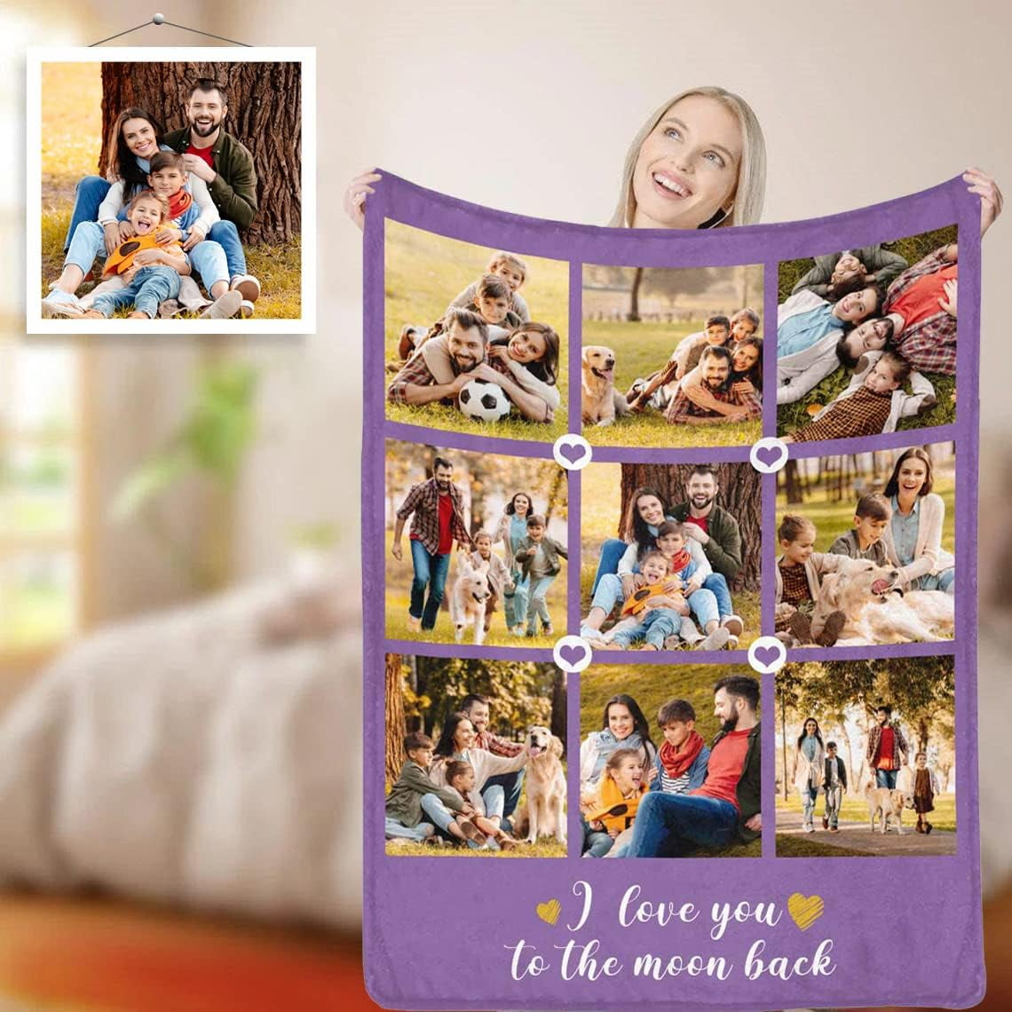 Personalized Memorial Pet Moon Flannel Round Blanket - Up to 4 Pets - Best Gift For Dog/Cat Lover - I Love You To The Moon & Back main image 1