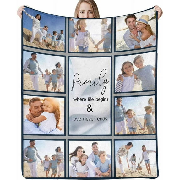 Personalized Spotify Code Music Blanket,Customized Blankets with Photos for Couples Lover, Custom Flannel Blankets Using Photos of Family, Friends, Dog, Cat Or Pet, Birthday Valentines Gifts