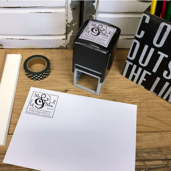 Personalized Square Self Inking Rubber Stamp - The Gregson