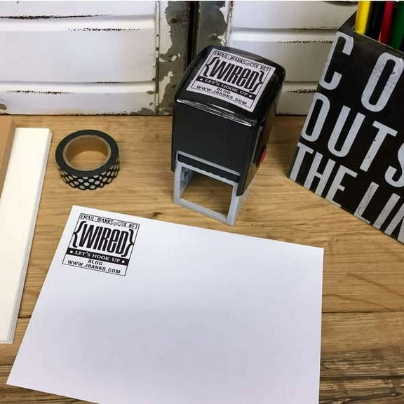 Personalized Square Self Inking Rubber Stamp - Wired