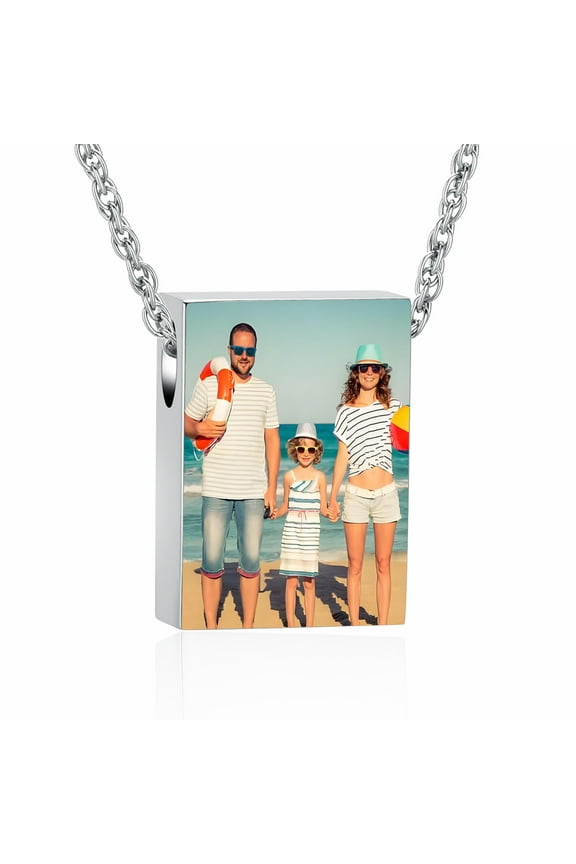 Personalized Square Urn Necklace for Ashes Engraving Photo / Text Cremation Urn Jewelry for Women Men Memorial Keepsake Jewelry