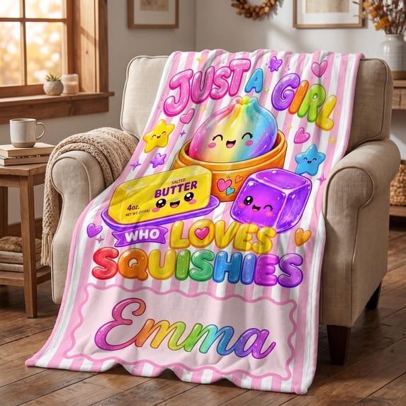 Personalized Squishy Dumpling Blanket, Custom Name Kawaii Squishy Throw ...