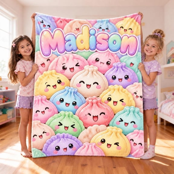 Personalized Squishy Dumpling Blanket with Custom Name, Gamer Snack Blanket