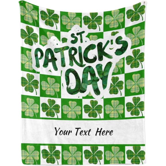 Personalized St Patricks Day Pattern Blanket, Ultra Soft Micro Flannel Blanket for Bed Couch Living Room(Kids), 30" x 40"