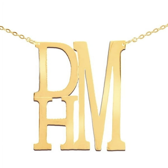 Personalized Stacked Letter Monogram Necklace in Sterling Silver or 14K Gold Plated Sterling Silver