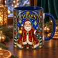 Personalized Stained Glass Santa Mug, Ruby Blue Christmas Gift ...