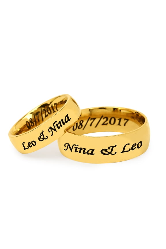 Personalized Stainless Steel Couples Gold Tone Spinner Ring for Her