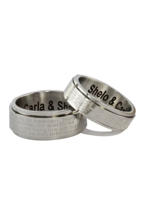 Personalized Stainless Steel Couples Lords Prayer Ring for Him